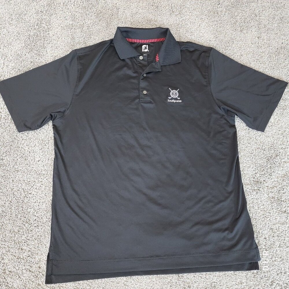 Footjoy Shirt Mens Large Black Short‎ Sleeve Performance Golf Logo "Southpointe"